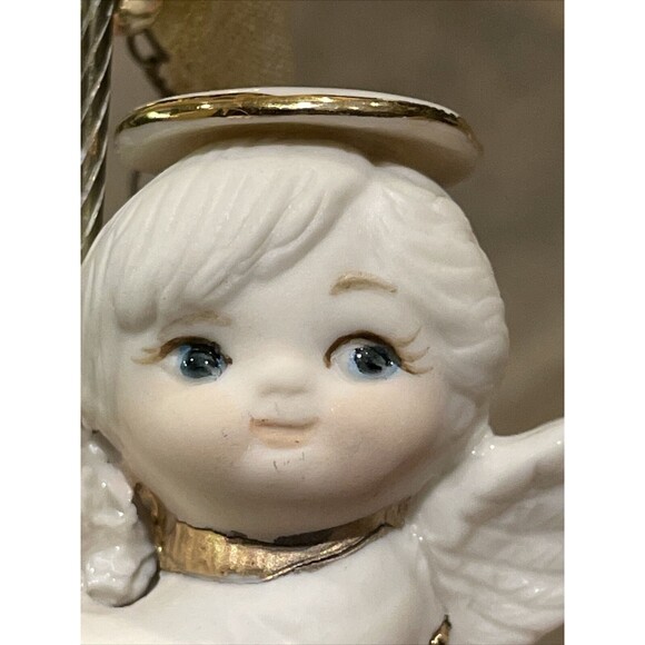 Porcelain Christmas Angel Ornament Hand Painted Holiday Decoration - Picture 7 of 12